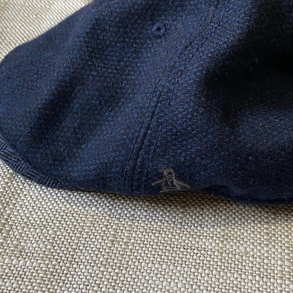 Penguin Mens Dark Blue Wool Tweed Newsboy Golf Casual Cap Hat - Picture 2 of 13